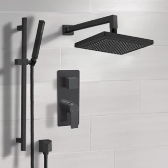 Shower Faucet Matte Black Rain Shower System with Handheld, Rain Shower Head, Shower Faucet Set Remer SFR99